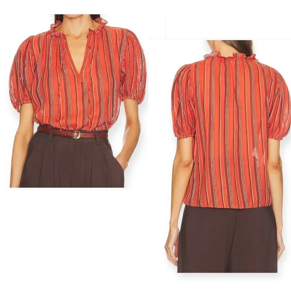 Ulla Johnson Oona Blouse, puff sleeves, Size 2